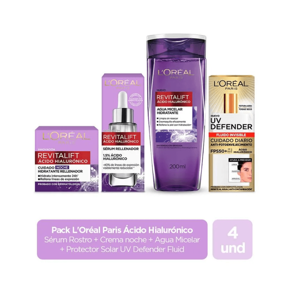 Pack L'Oreal Paris Serum Rostro Ácido Hialurónico + Crema No